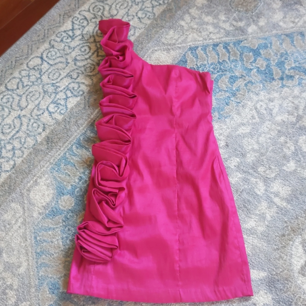 Off shoulder Fuscia colores dress